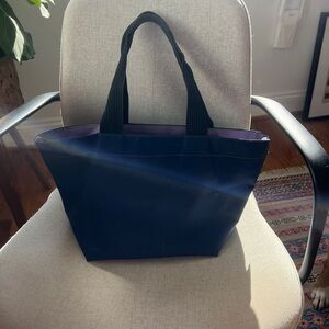 Herve Chapelier Two-Tone Nylon Medium Tote- Navy and Lilac